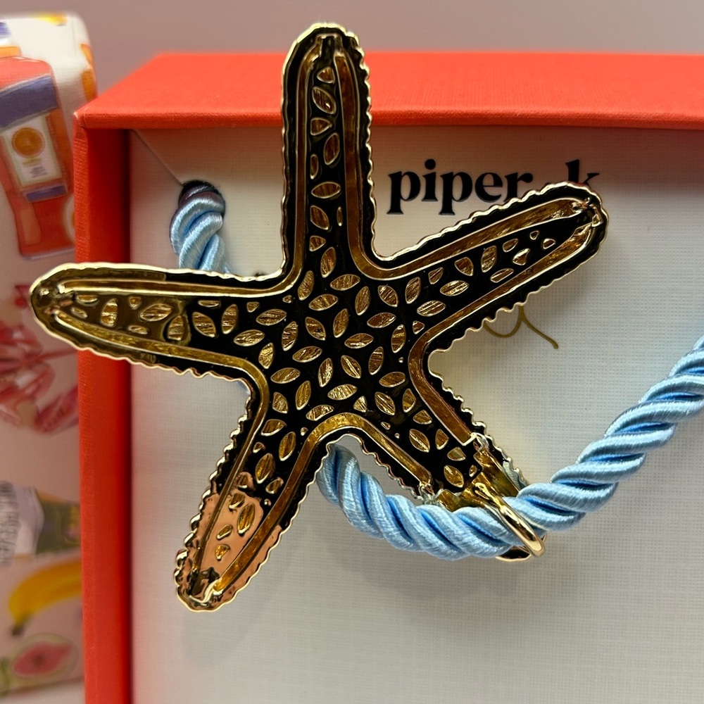 *New* Piper K Gold Starfish Pendant with Light Blue Cord - Picture 3 of 6